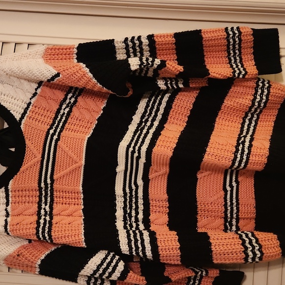 Chic Striped Blue and Peach And White Women's Sweater - Picture 2 of 6